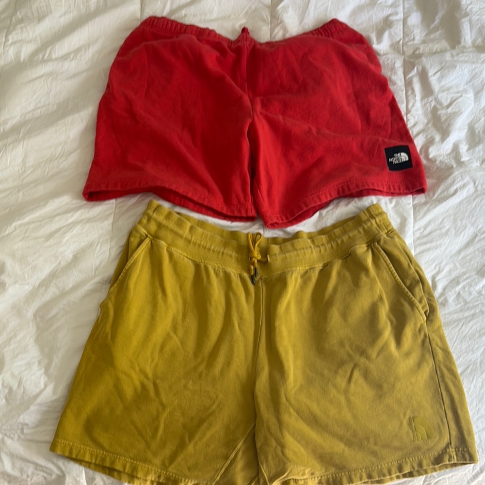 The North Face Red and Yellow Shorts